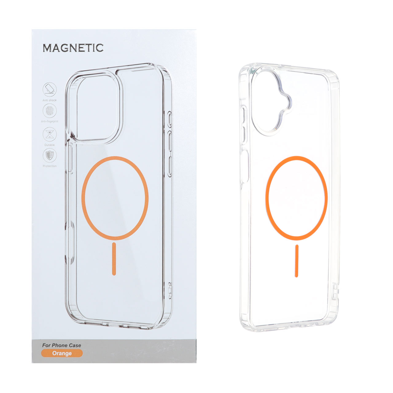 قاب اورجینال Magnetic دور ژله ای MagSafe مدل Samsung Galaxy A07 - نارنجی (پک دار)