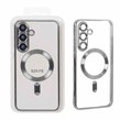 قاب اورجینال الکترواستاتیک Magsafe لنز گلس دار Samsung Galaxy S25 FE - نقره ای (پک دار)