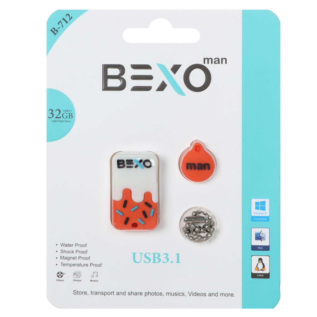 فلش مموری BEXO USB3.1 مدل B-712 ظرفیت 32GB - نارنجی (گارانتی داده پردازی آواتک)