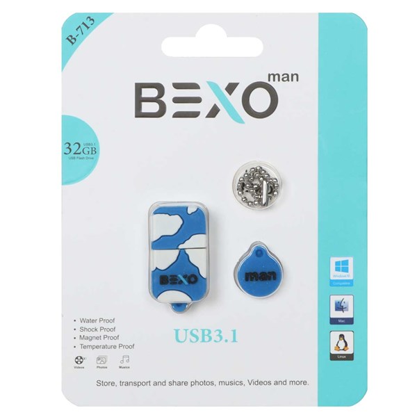 فلش مموری BEXO USB3.1 مدل B-713 ظرفیت 32GB - آبی کاربنی (گارانتی داده پردازی آواتک)