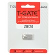 فلش مموری T-GATE USB2.0 مدل T105 ظرفیت 64GB - نقره ای (گارانتی آسان سرویس)