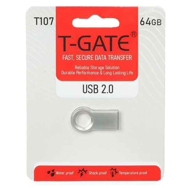 فلش مموری T-GATE USB2.0 مدل T107 ظرفیت 64GB - نقره ای (گارانتی آسان سرویس)