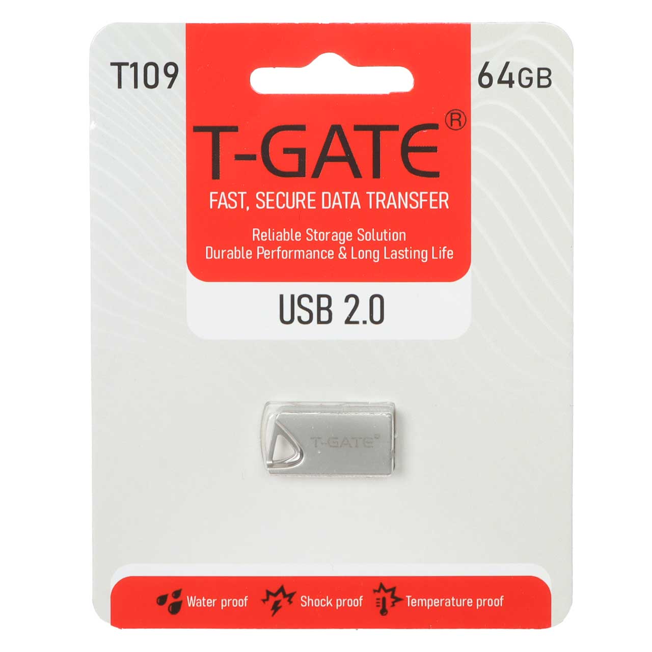 فلش مموری T-GATE USB2.0 مدل T109 ظرفیت 64GB - نقره ای (گارانتی آسان سرویس)