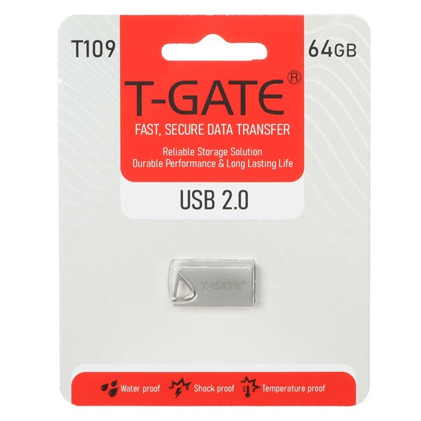 فلش مموری T-GATE USB2.0 مدل T109 ظرفیت 64GB - نقره ای (گارانتی آسان سرویس)