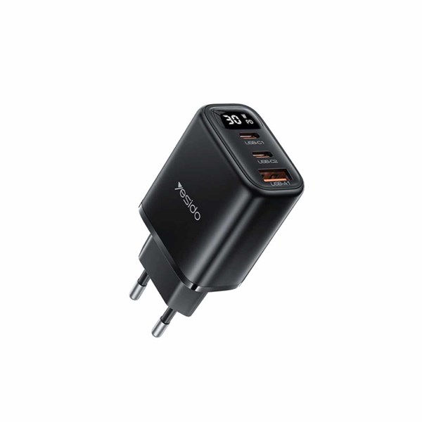 شارژر دیواری PD و فست سه پورت 30 وات Yesido مدل YC69 30W - مشکی (گارانتی 18 ماه تعویض نیکان همراه)