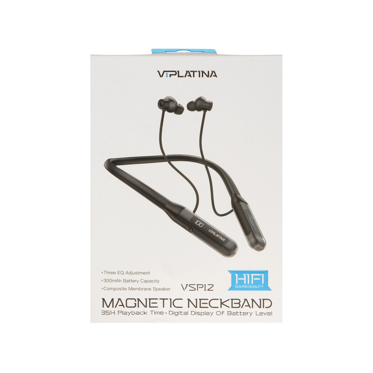 هندزفری گردنی بی سیم با سری مگنتی VIPLATINA دارای نمایشگر LED درصد باتری مدل VSP12 - مشکی (گارانتی 18 ماه تعویض نیکان همراه)