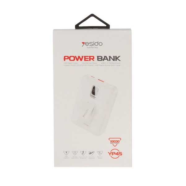 پاوربانک وایرلس PD و فست شارژ Yesido 10000mAh مدل YP45 20W - سفید (گارانتی 18 ماه تعویض نیکان همراه)