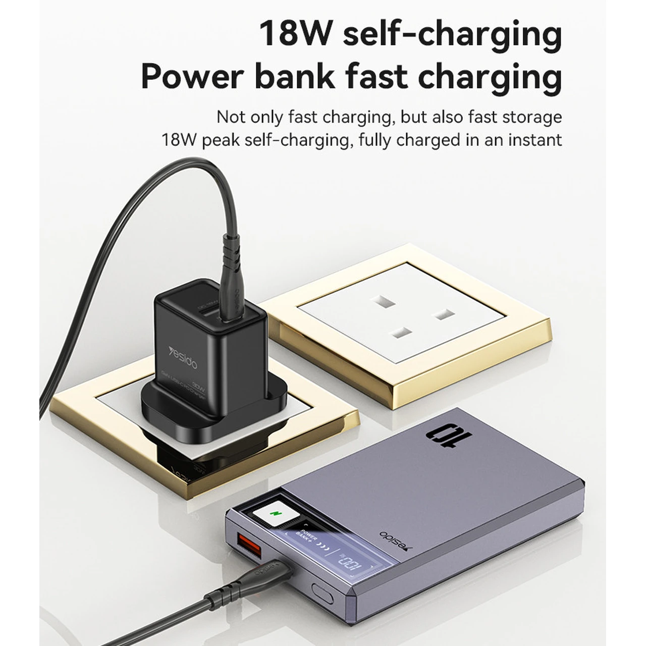 پاوربانک وایرلس PD و فست شارژ  Yesido 10000mAh مدل YP61 20W مگ سیف - خاکستری (گارانتی12 ماه تعویض نیکان همراه)