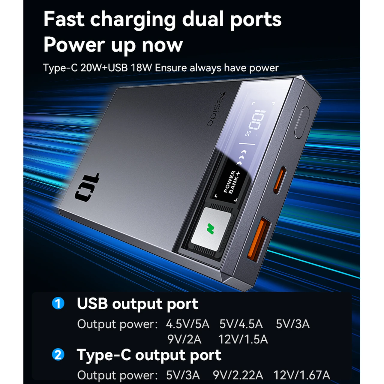 پاوربانک وایرلس PD و فست شارژ  Yesido 10000mAh مدل YP61 20W مگ سیف - خاکستری (گارانتی12 ماه تعویض نیکان همراه)