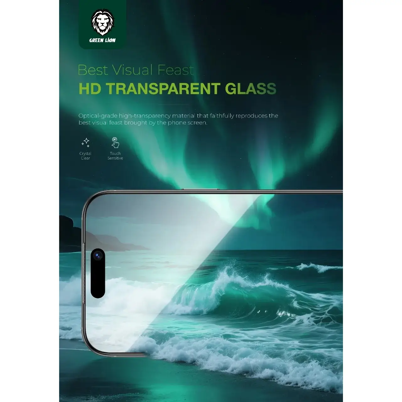 محافظ صفحه نمایش شیشه ای اورجینال Green Lion Picasso 3D Glass One-Touch Installation مدل Apple iPhone 17 Pro (پک دار)
