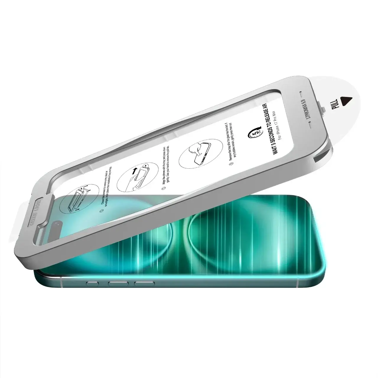 محافظ صفحه نمایش شیشه ای اورجینال Green Lion Picasso 3D Glass One-Touch Installation مدل Apple iPhone 17 Pro (پک دار)