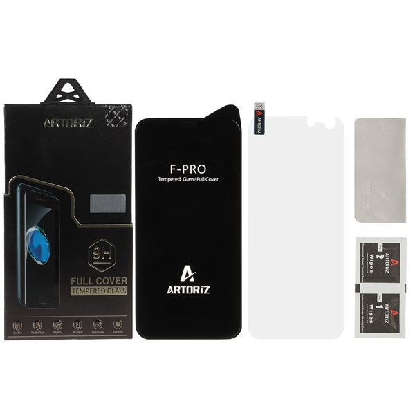 محافظ صفحه نمایش شیشه ای اورجینال Artoriz با برچسب محافظ پشت گوشی Apple iPhone 6 Plus / 6S Plus - مشکی (پک دار)