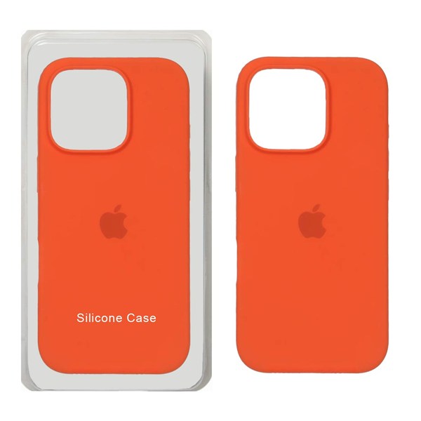 قاب سیلیکونی پاک کنی اورجینال Apple iPhone 16 Pro - نارنجی تیره (پک اصلی)