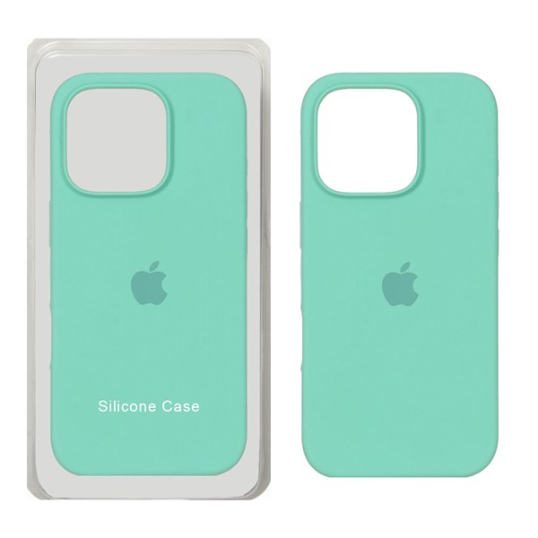 قاب سیلیکونی پاک کنی اورجینال Apple iPhone 16 Pro - سبزآبی (پک اصلی)