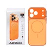 قاب اورجینال AG Glass محافظ لنز برجسته براق Magsafe مدل Apple iPhone 17 Pro Max - نارنجی