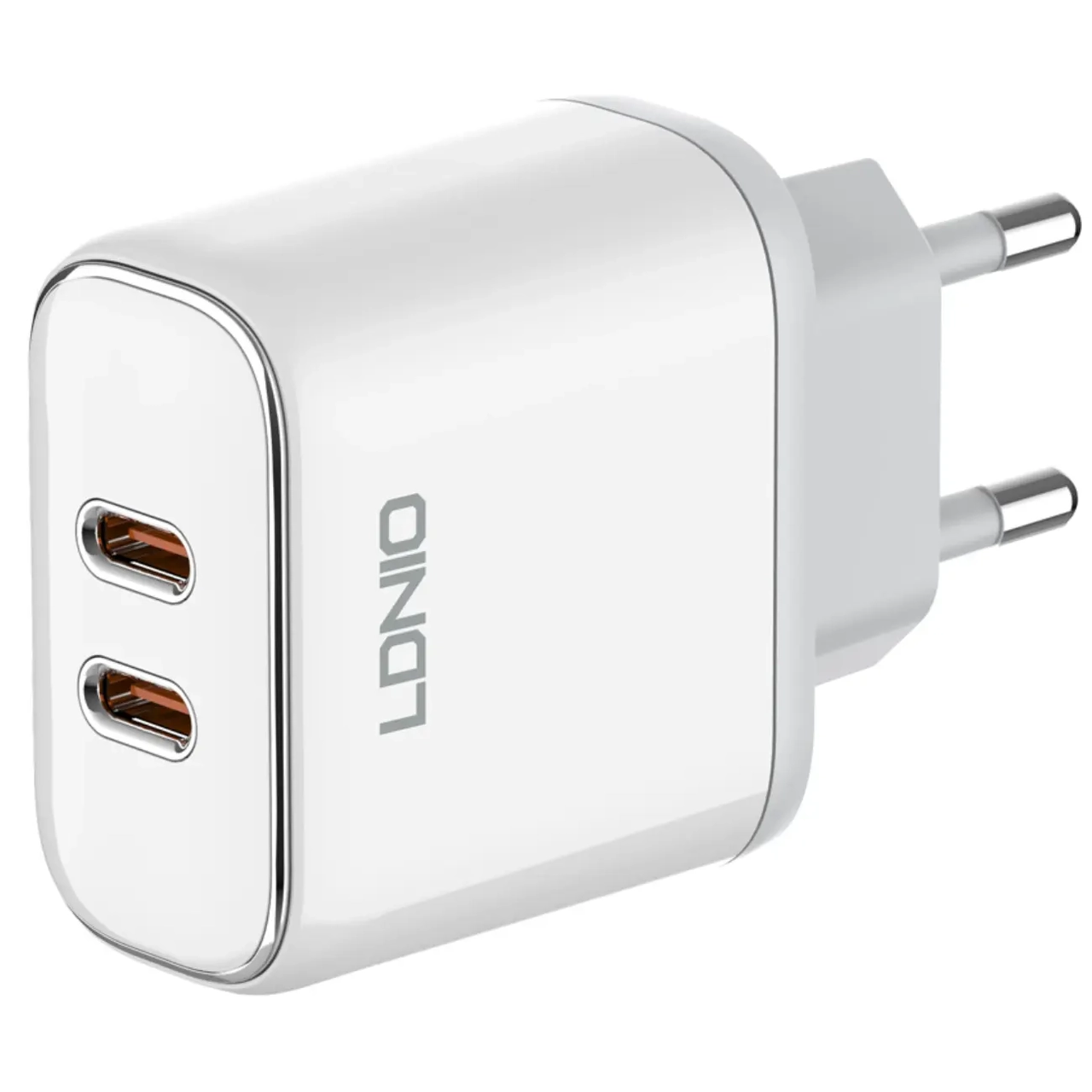 شارژر دیواری فست و PD دو پورت LDNIO مدل A2528M به همراه کابل شارژ Type-C To Lightning - سفید (گارانتی 6 ماهه تعویض نیکان همراه)