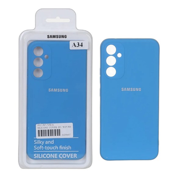 قاب نیو سیلیکون محافظ لنزدار RFF مدل Samsung Galaxy A34 - آبی (پک دار)