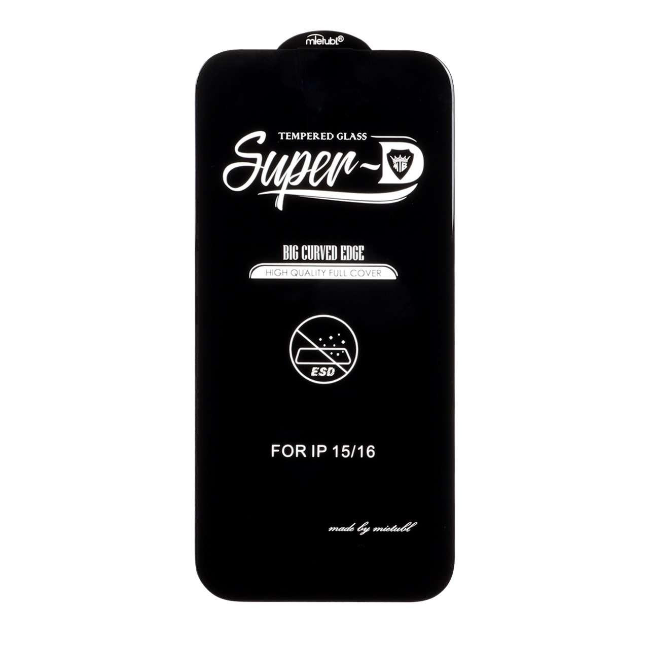 محافظ صفحه نمایش شیشه ای Apple iPhone 16 / iPhone 15 / iPhone 14 Pro - Full Cover Super D Mietubl - ESD - مشکی (بدون پک) - NTC ORG