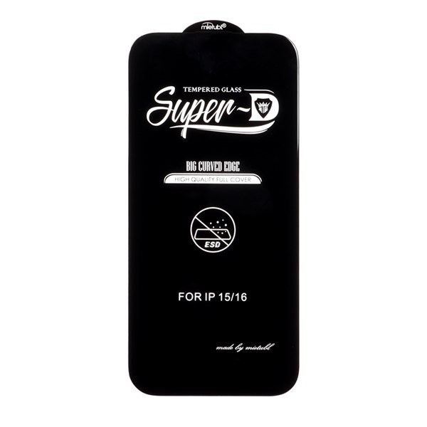 محافظ صفحه نمایش شیشه ای Apple iPhone 16 / iPhone 15 / iPhone 14 Pro - Full Cover Super D Mietubl - ESD - مشکی (بدون پک) - NTC ORG