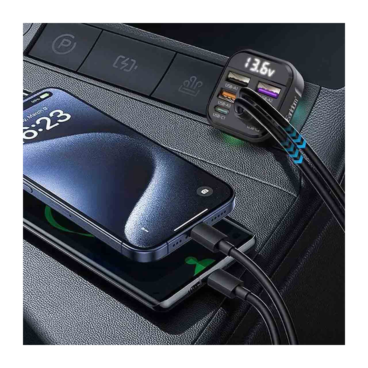 شارژر فندکی فست شش پورت Earldom مدل CC43 45W - مشکی