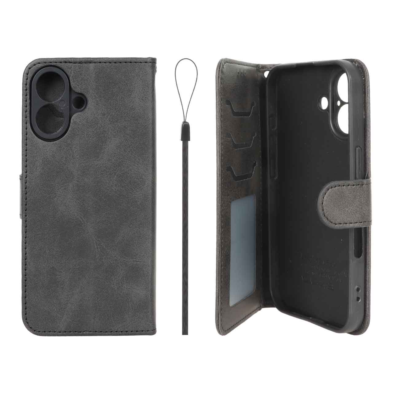 کیف موبایل مگنتی درجه یک داخل خز MNC Plus مدل Apple iPhone 16 - مشکی