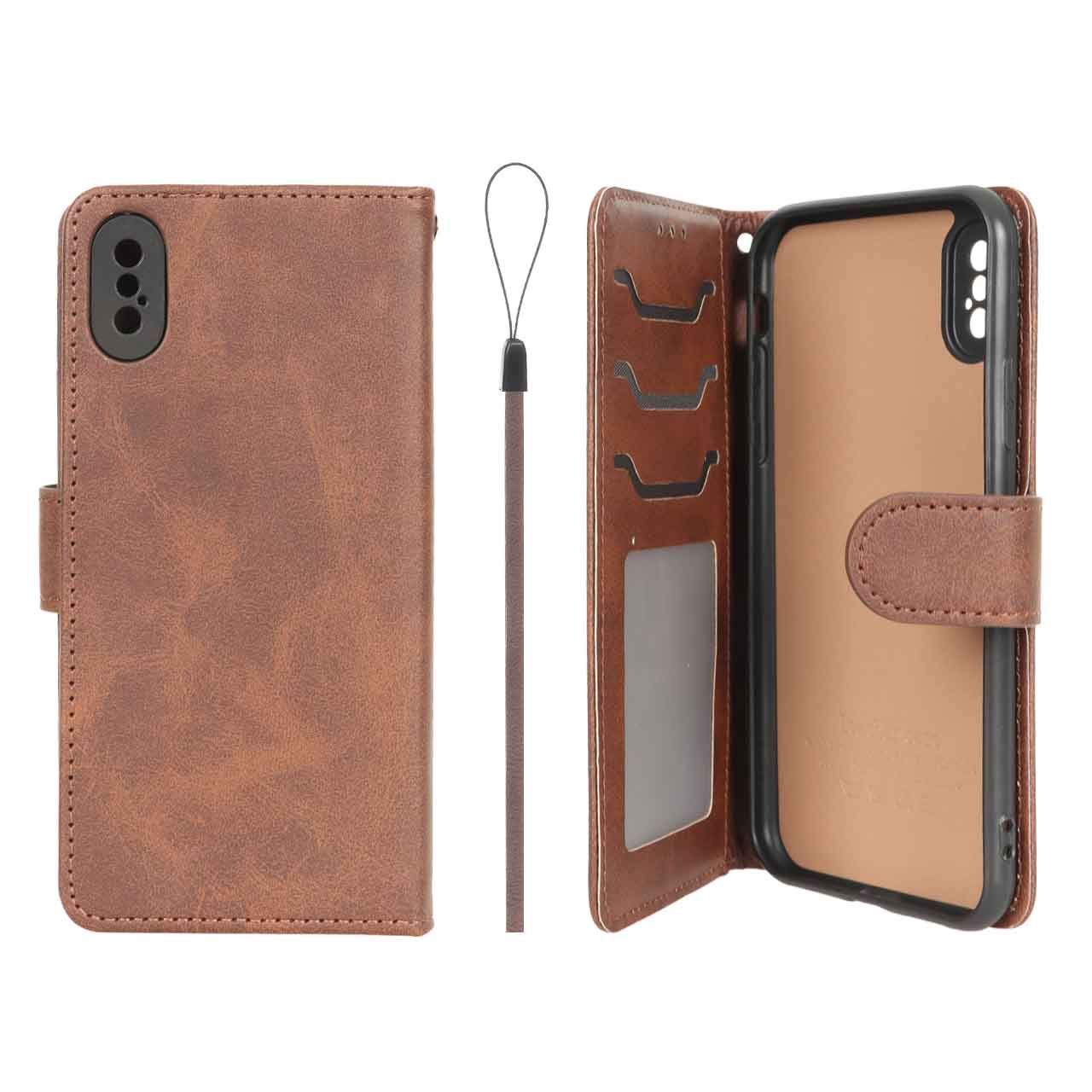 کیف موبایل مگنتی درجه یک داخل خز MNC Plus مدل Apple iPhone X / iPhone XS - قهوه ای