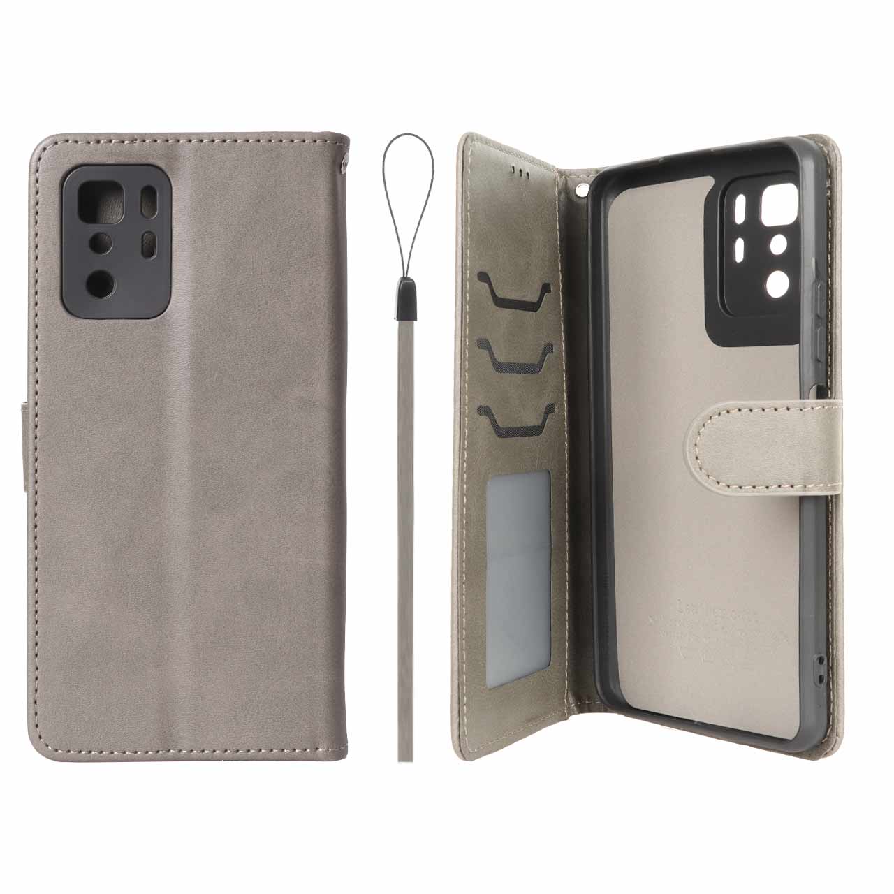 کیف موبایل مگنتی درجه یک داخل خز MNC Plus مدل Xiaomi Redmi Note 10 Pro 5G / Poco X3 GT - خاکستری