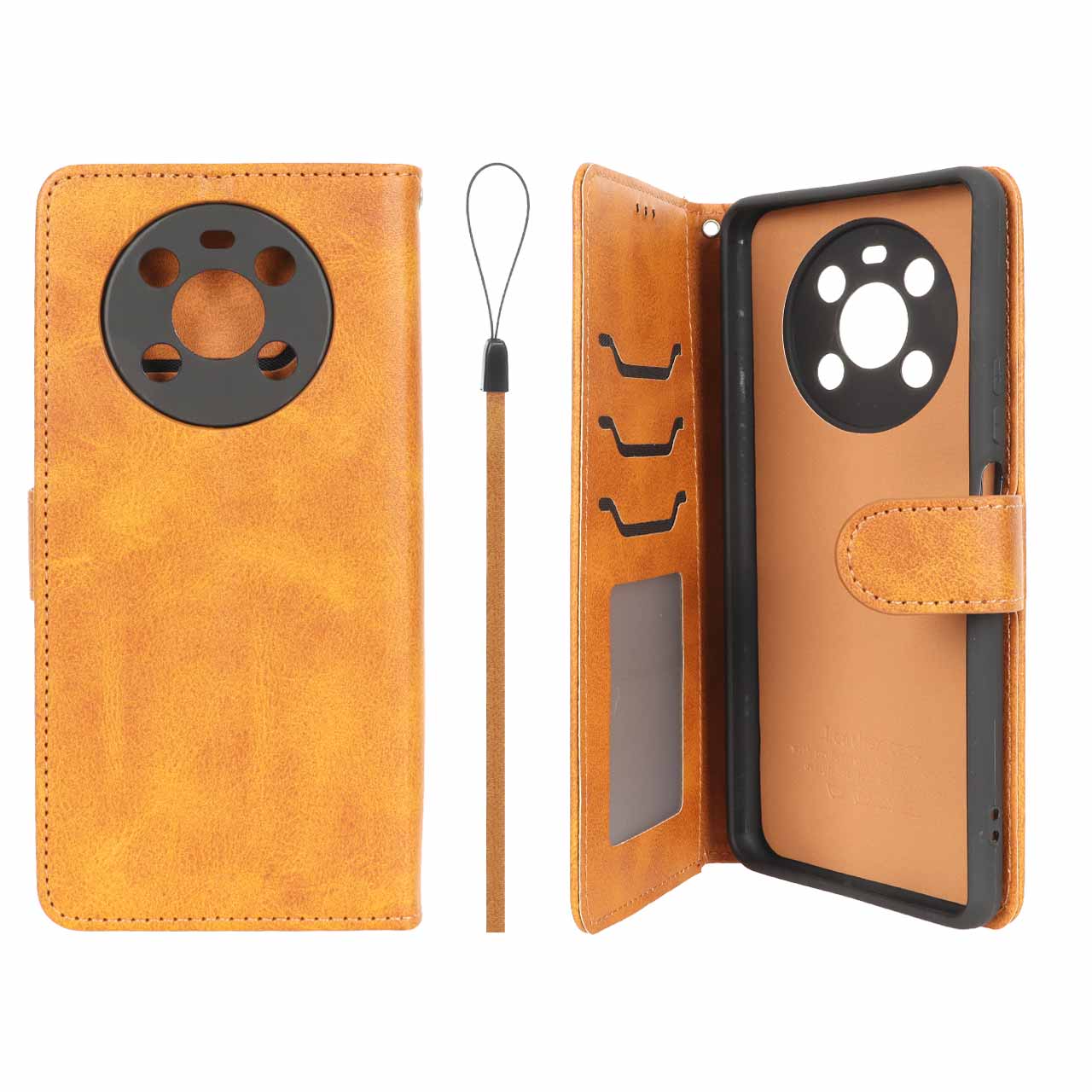 کیف موبایل مگنتی درجه یک داخل خز MNC Plus مدل Honor X9 - عسلی