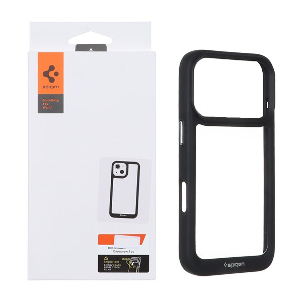 قاب اورجینال Spigen مدل Apple iPhone 17 Pro - شفاف مشکی (پک دار)