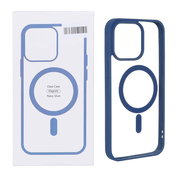 قاب شفاف Apple iPhone 15 Pro Max با قابلیت شارژ MagSafe - سرمه ای (پک دار)