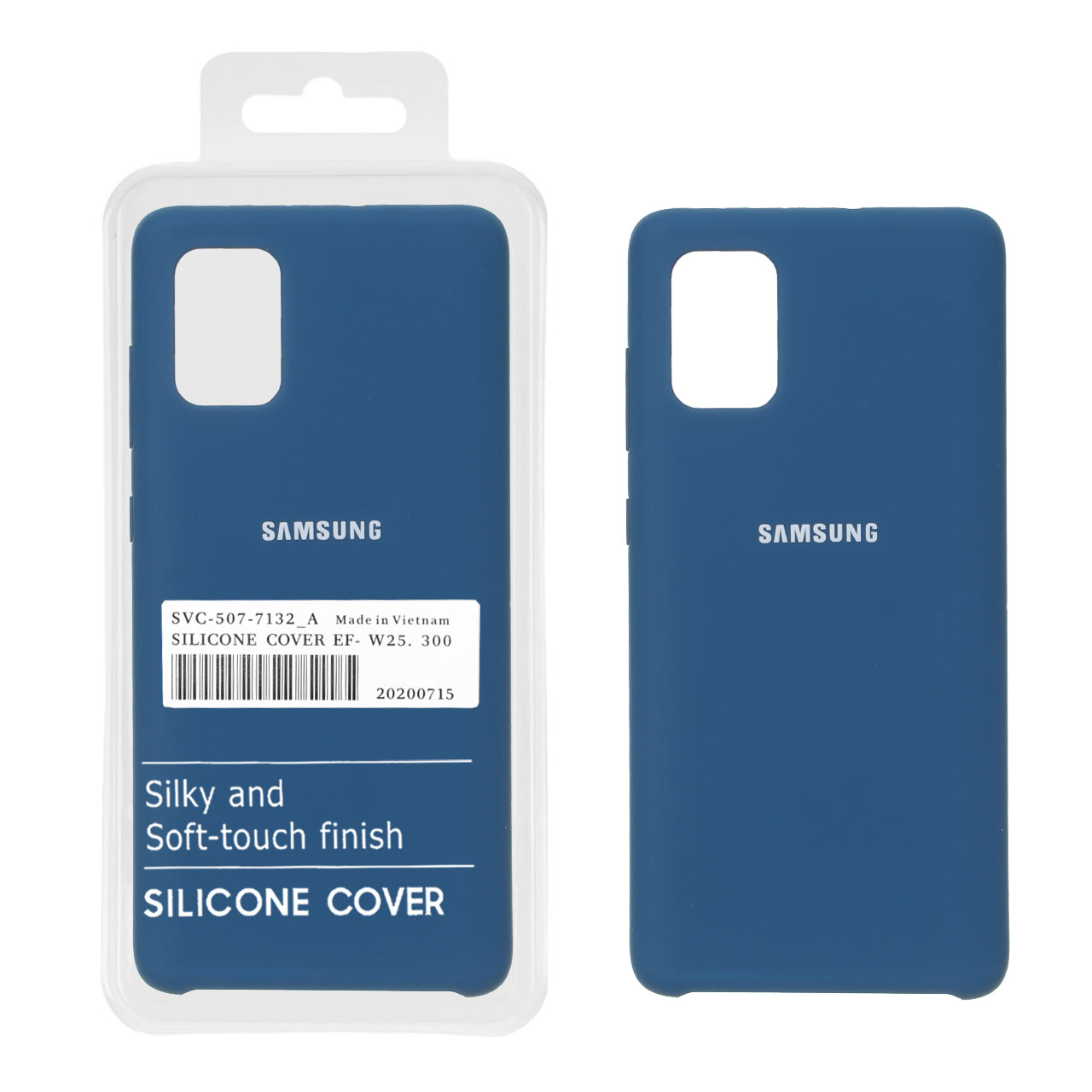 قاب سیلیکونی پاک کنی اورجینال درجه یک Samsung Galaxy A71 - آبی کاربنی (پک دار)