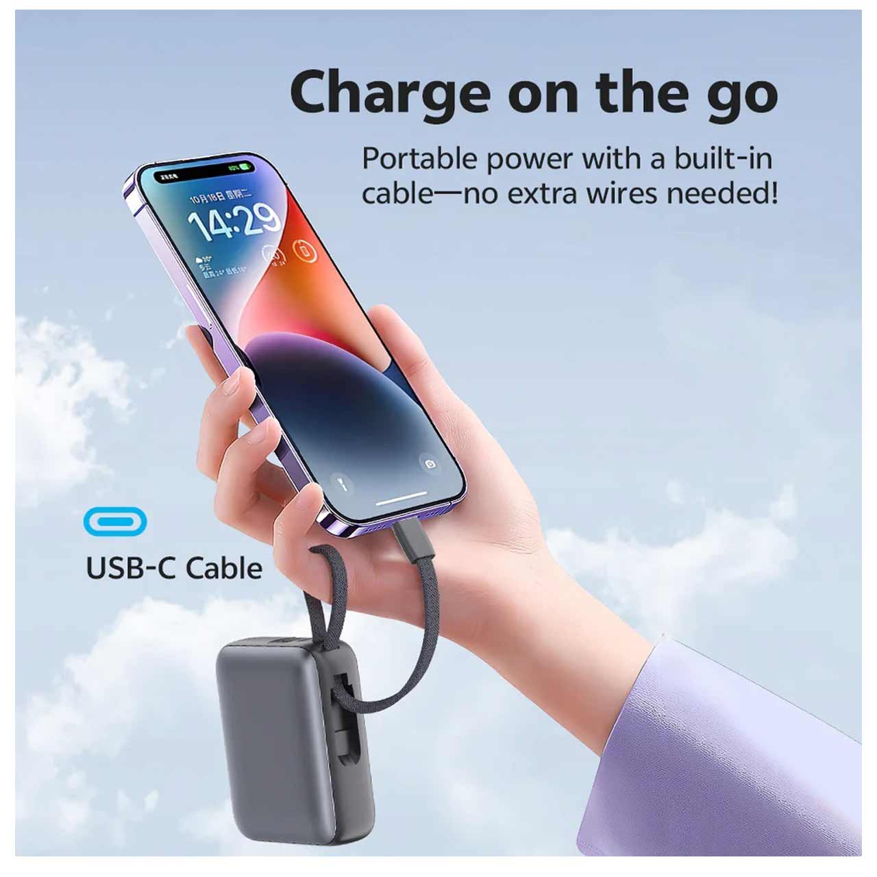 پاوربانک PD و فست شارژ QCY 10000mAh مدل PB10C 35W -خاکستری (گارانتی 18 ماهه شرکتی)