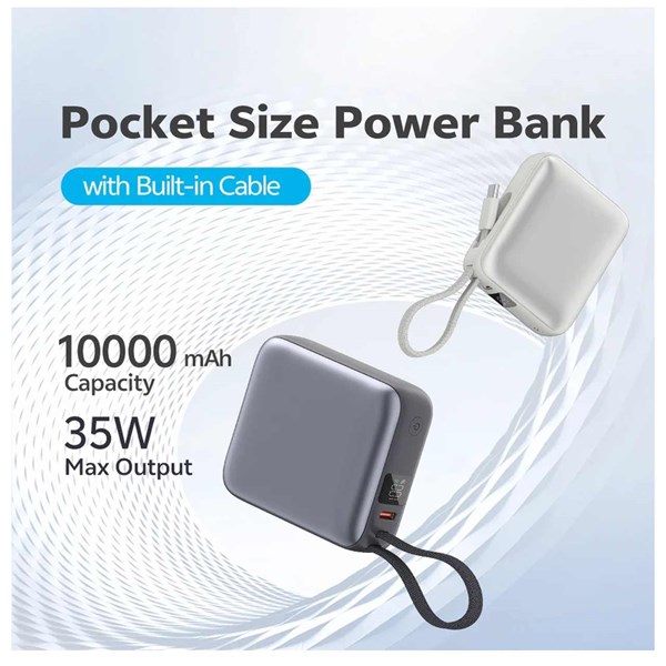 پاوربانک PD و فست شارژ QCY 10000mAh مدل PB10C 35W -خاکستری (گارانتی 18 ماهه شرکتی)