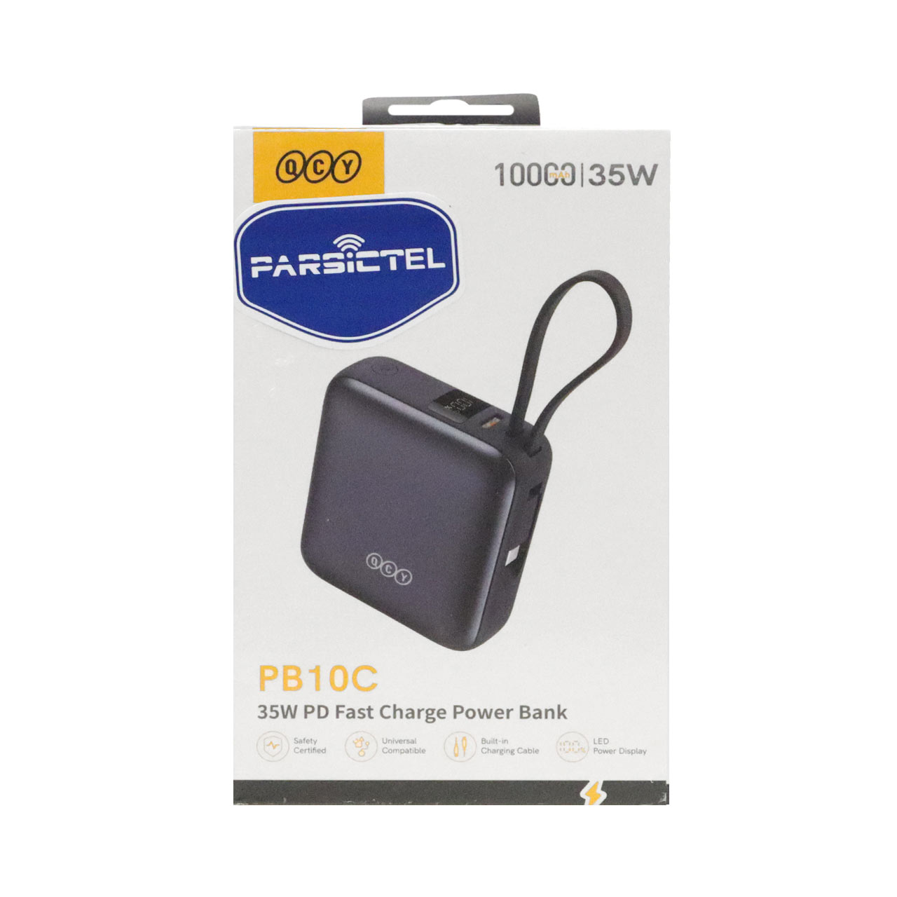 پاوربانک PD و فست شارژ QCY 10000mAh مدل PB10C 35W -خاکستری (گارانتی 18 ماهه شرکتی)