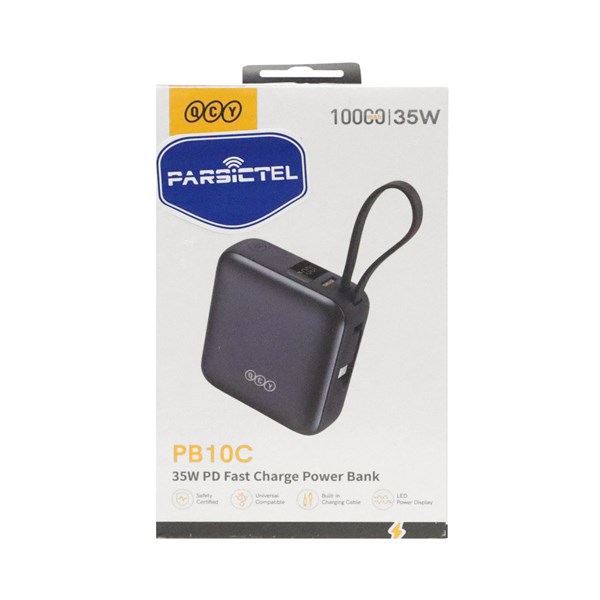 پاوربانک PD و فست شارژ QCY 10000mAh مدل PB10C 35W -خاکستری (گارانتی 18 ماهه شرکتی)