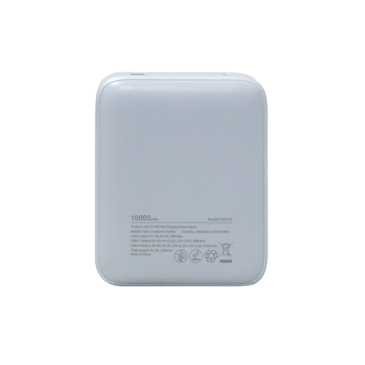 پاوربانک فست شارژ QCY 10000mAh مدل PB10D 22.5W - آبی (گارانتی 18 ماهه شرکتی)