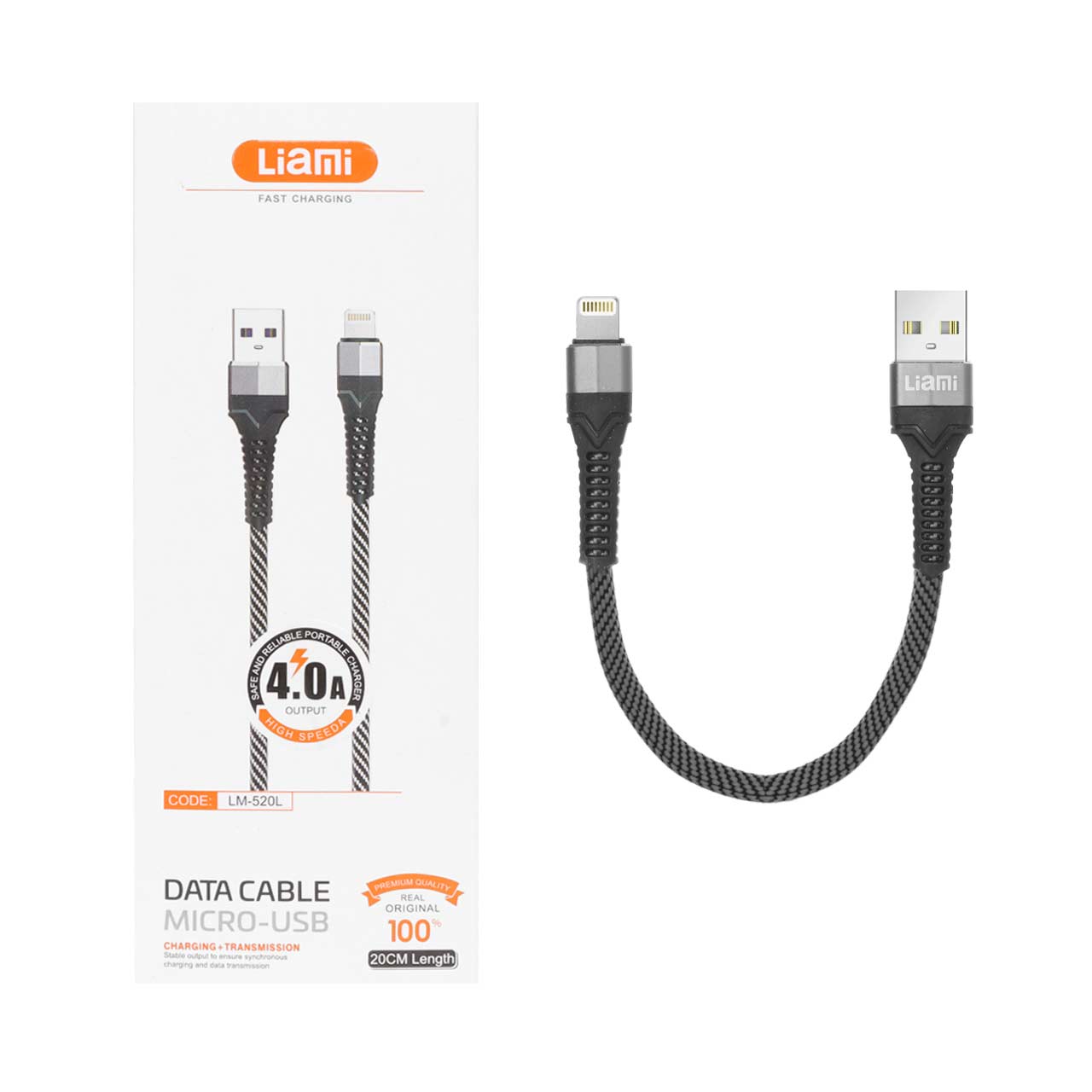 کابل شارژ فست پاوربانک آیفون Liami مدل LM-520L - خاکستری (گارانتی شش ماهه شرکتی)