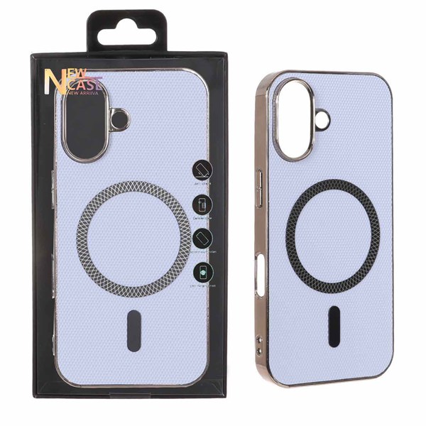 قاب سوزنی طرح مگ سیف مگنت فلزی دور براق Apple iPhone 17 - یاسی (پک دار)
