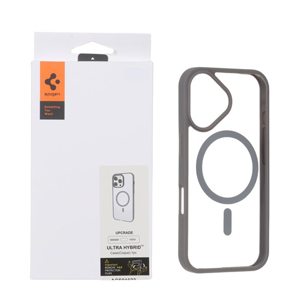 قاب اورجینال Magsafe Spigen با توری اسپیکر فلزی Apple iPhone 16 - خاکستری (پک دار)