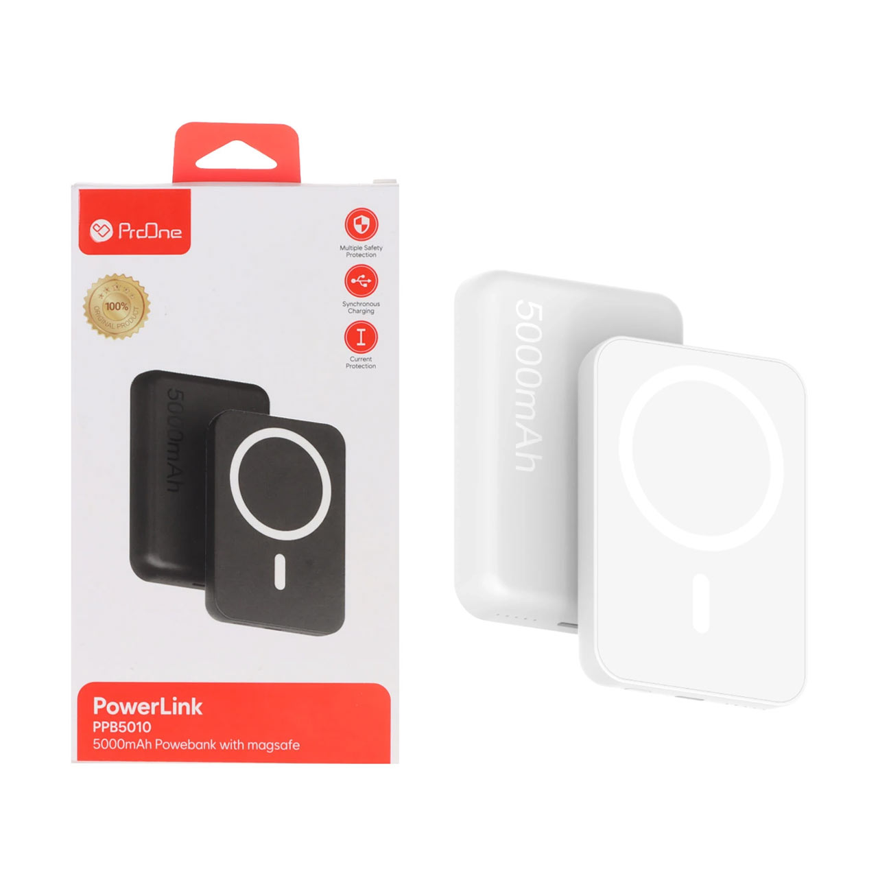 پاوربانک وایرلس و فست شارژ ProOne 5000mAh مدل PPB5010 PowerLink 20W - سفید (یکساله کاوان)