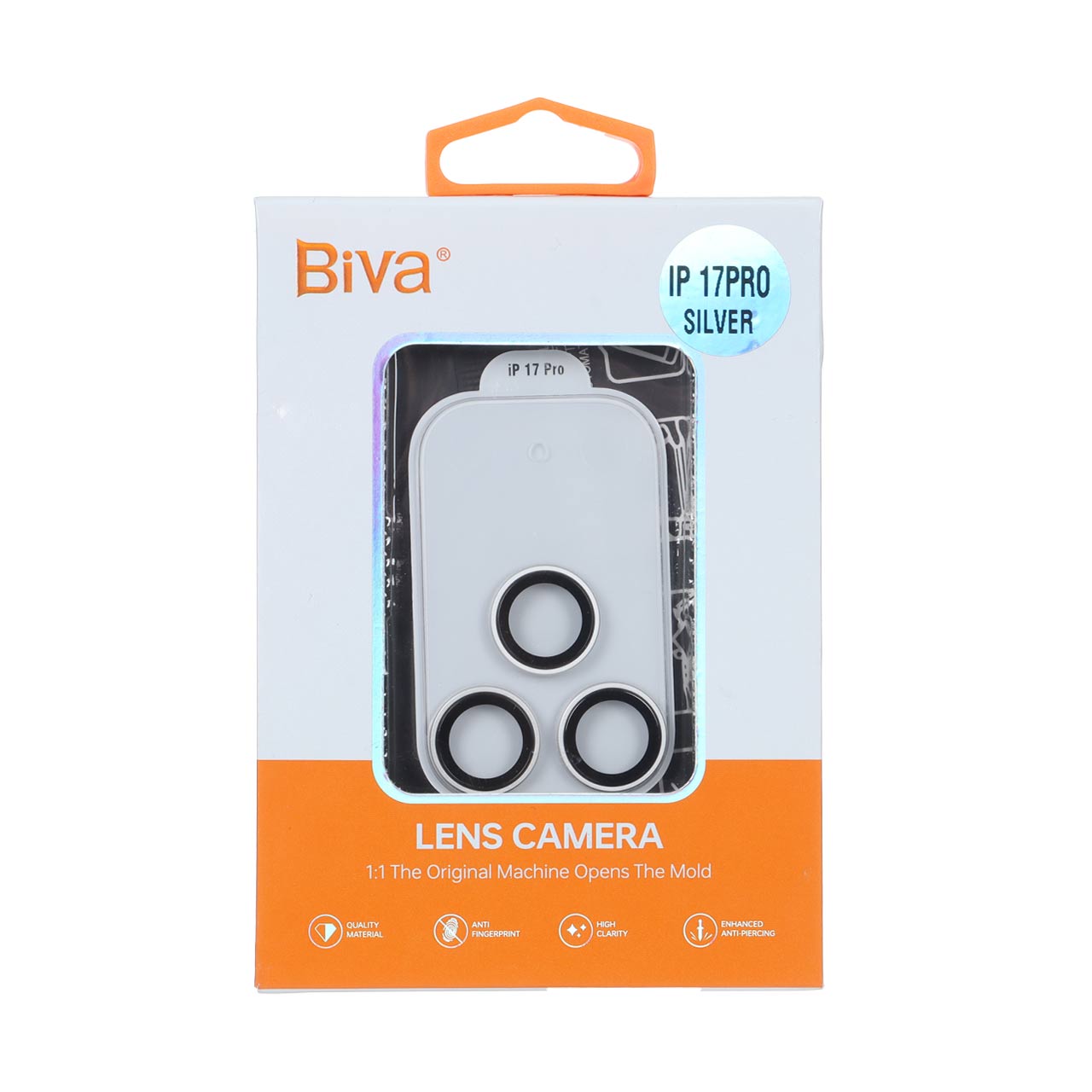 محافظ لنز اورجینال Full Cover شیشه ای Biva مدل Apple iPhone 17 Pro - نقره ای (پک دار)