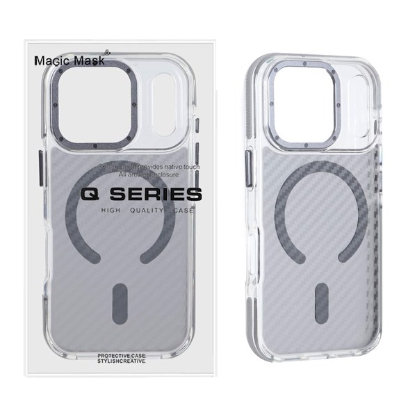 قاب اورجینال Q Series پشت کربن MagSafe مدل Apple iPhone 17 Pro - خاکستری (پک دار)