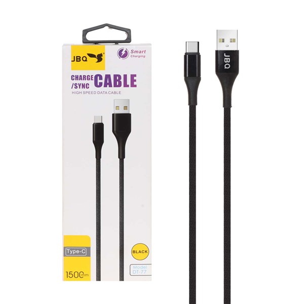 کابل شارژ 1.5 متری JBQ Type-C مدل DT-77 - مشکی (گارانتی یکساله رصاصی)