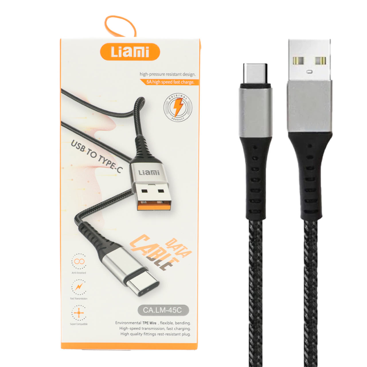 کابل شارژ فست Liami Type-C مدل CA-LM-45C - مشکی (گارانتی شش ماهه شرکتی)