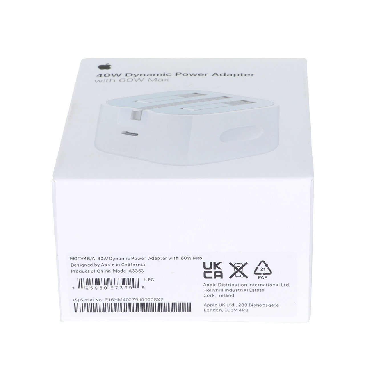 شارژر 40 وات اپل مدل 40W Dynamic Power Adapter with 60W Max - اصل چین (گارانتی 18 ماهه تعویض اچ دی سرویس )