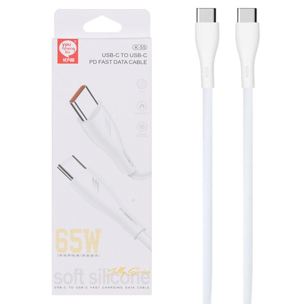 کابل شارژ Type-C to Type-C مدل K-55 65W - مشکی - DST (گارانتی شش ماهه)