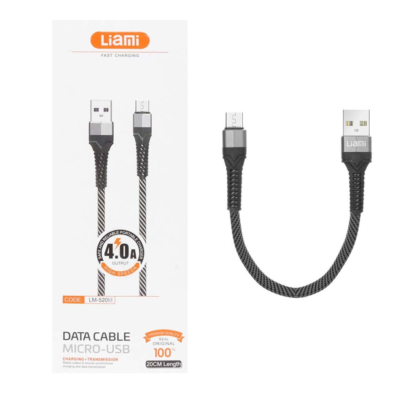 کابل شارژ فست پاوربانک اندروید Liami مدل LM-520M - خاکستری (گارانتی شش ماهه شرکتی)