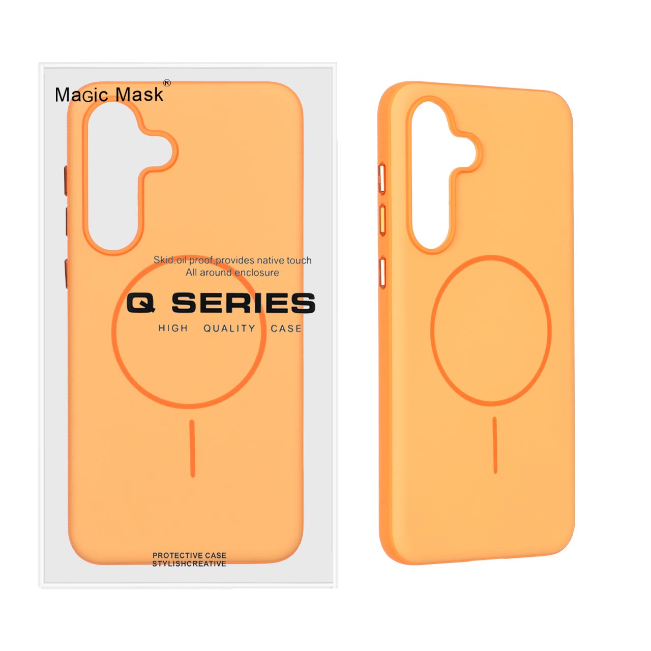قاب Defender Shield پشت سخت Magsafe مدل Samsung Galaxy S25 FE - نارنجی (پک دار)