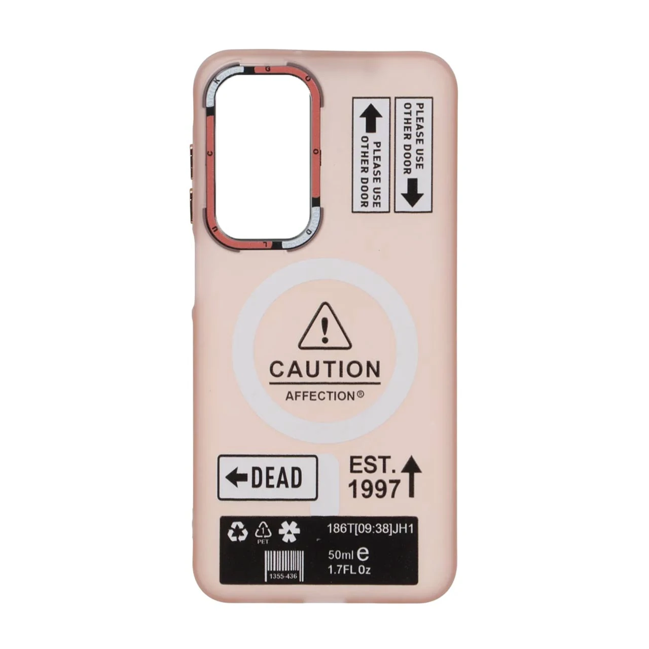 قاب Caution مات طرح مگ سیف دکمه متال Samsung Galaxy A17 / A26 - صورتی
