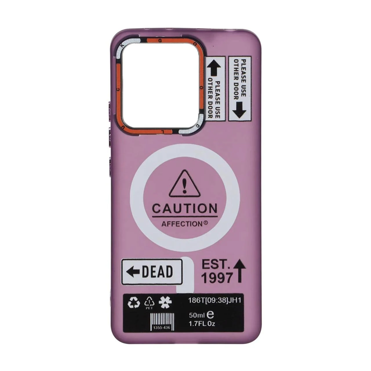 قاب Caution مات طرح مگ سیف دکمه متال Xiaomi Redmi Note 13 4G - ارغوانی